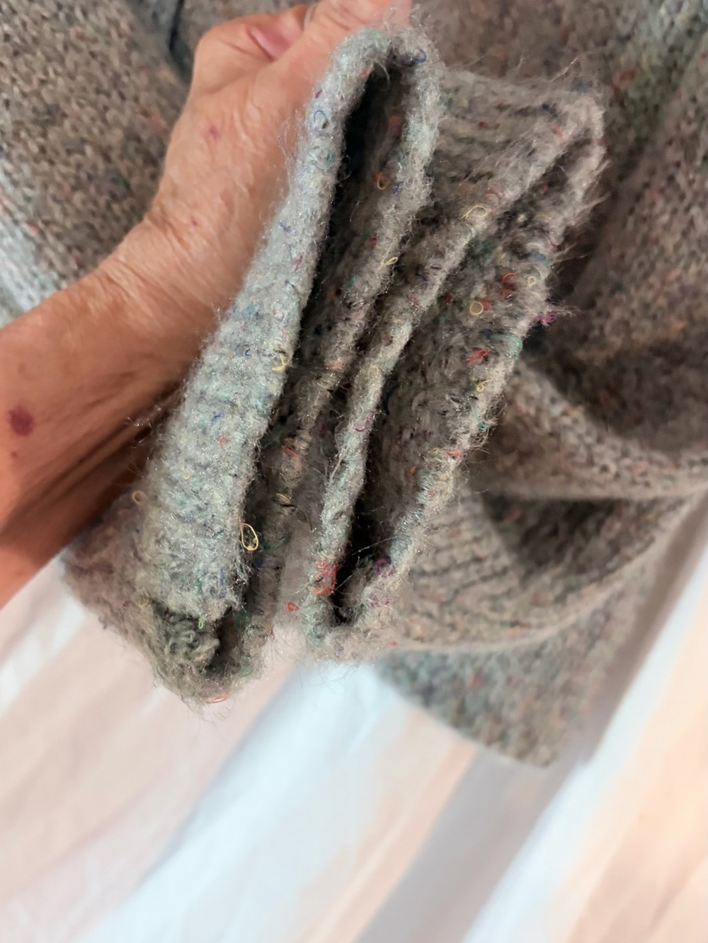 Soft Heather Grey Cable-Front Crew Sweater - Picture 6 of 6